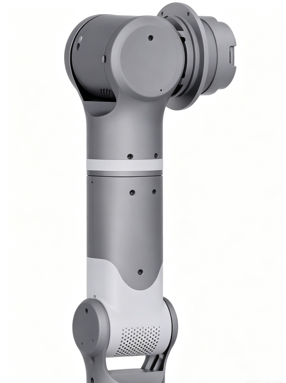 A grey collaborative robot arm