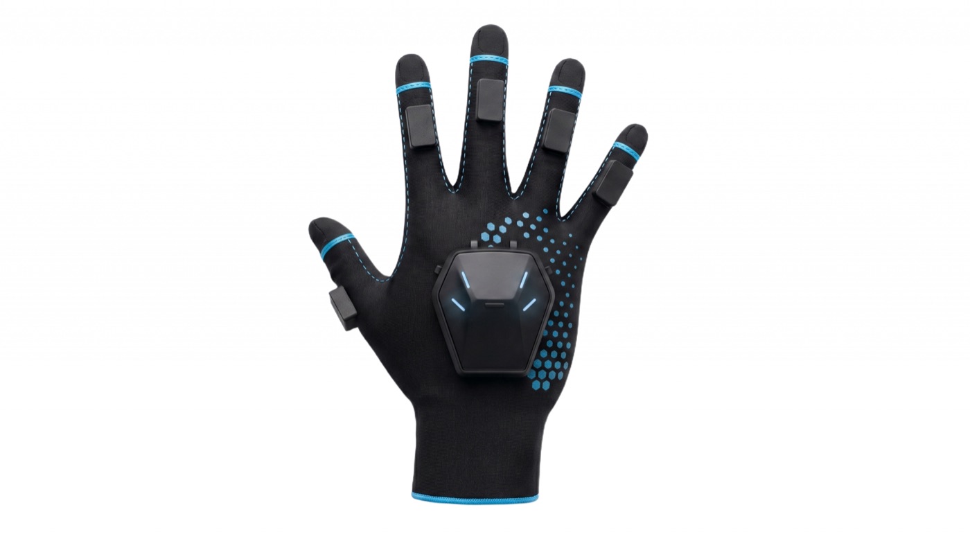 A black fabric tactile glove