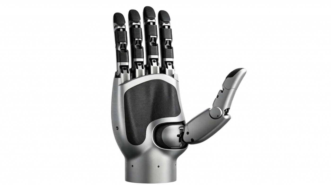 A robotic hand fitted with flexible tactile e-skin